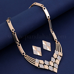 Комплекты цепочек и серег-гвоздиков из сплава ромбов с кристаллами и стразами FS-WG42A89-01