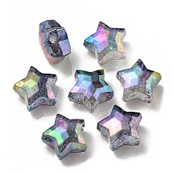 UVメッキ透明クラックルアクリルビーズ  グラデーションカラー  スター  スレートグレイ  20x21.5x13mm  穴：3mm&nbsp;OACR-P010-09A
