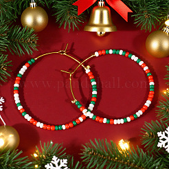 Серьги-кольца из богемского стекла ручной работы&nbsp;XQ3444-2