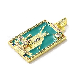 Pendentifs en laiton avec micro pavé de zircone cubique et émail&nbsp;KK-H458-03G-15