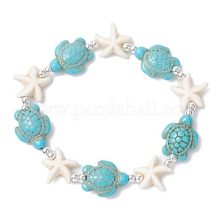 Stretch-Armbänder aus synthetischen türkisfarbenen Perlen für Männer und Frauen&nbsp;BJEW-JB11760-01