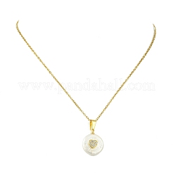 Halskette mit natürlicher Keshi-Perle und Herzanhänger an einer Kabelkette aus Edelstahl 304 für Damen&nbsp;NJEW-JN06117