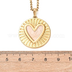 Collane con pendente in acciaio inossidabile 304 smaltato bianco per donna&nbsp;NJEW-F378-02G-02