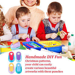 4 шт. двухцветный пластиковый дырокол для скрапбукинга и бумажных поделок TOOL-FG0001-11