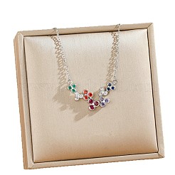 Collane con pendente a forma di fiore in acciaio inossidabile 304 con pavé di zirconi cubici colorati per donna&nbsp;WG30F72-02
