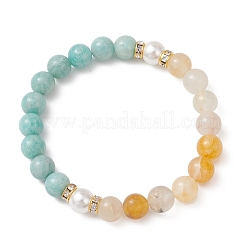 Браслеты из натуральных бусин амазонита и желтого гематоидного кварца для женщин&nbsp;BJEW-JB13193-02