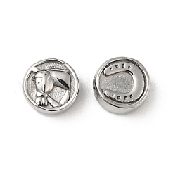変色しにくい304ステンレススチールビーズ  馬の模様とフラットラウンド  ステンレス鋼色  10.5x5mm  穴：2mm&nbsp;STAS-C055-02P