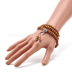 Круглый браслет из бусин мала из натурального дерева BJEW-JB06907