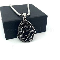 Винтажные панк-ожерелья с подвеской в виде дракона из нержавеющей стали 304 для мужчин&nbsp;GS6470