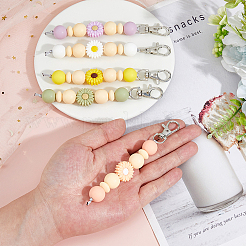 5 шт. 5-х цветные силиконовые подвесные украшения в виде ромашек&nbsp;HJEW-FH0001-71