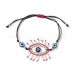 Set di braccialetti a maglie con perline di semi di vetro 2 pz 2 colori occhio di cavallo&nbsp;BJEW-MZ00074