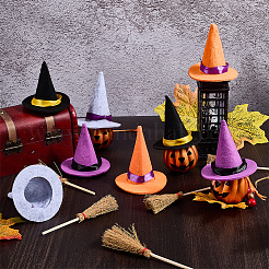 16 шт. мини-шляпки ведьмы из полиэстера&nbsp;AJEW-CP0009-34