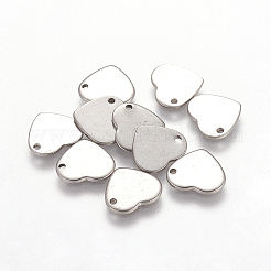 変色しにくいバレンタインデーの手作りギフトのアイデア 201 ステンレススチールの刻印入り空白タグペンダント  ハート  11x10x0.6mm  穴：1mm&nbsp;X-STAS-Q070