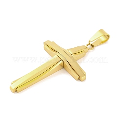 PVD真空メッキ304ステンレスペンダント  クロスチャーム  宗教  ゴールドカラー  46.5x29x5mm  穴：8.8x4mm&nbsp;STAS-Z080-07G