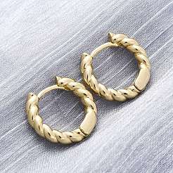 Латунные витые веревочные массивные серьги-кольца на петлях для женщин EJEW-P196-25G