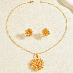 Комплекты из винтажных латунных серег-гвоздиков и ожерелий с подвесками в виде цветов для женщин&nbsp;ZA3749