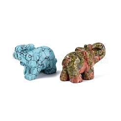 Set di statuette di elefanti in pietre preziose miste&nbsp;G-Q615-07