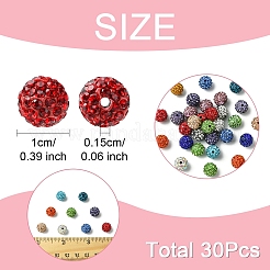 30шт стеклянные горный хрусталь глины проложить круглые бусины&nbsp;RB-YW0001-24