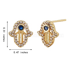 Серьги-гвоздики с кубическим цирконием и хамсой&nbsp;EJEW-SZ0001-77