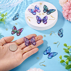 Наборы для самостоятельного изготовления сережек-подвесок из эпоксидной смолы с крыльями бабочки DIY-TA0012-74