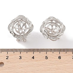 925 スターリングシルバーマイクロパヴェキュービックジルコニアイヤリングセッティング金具  片穴パーツ用  菱形  プラチナメッキ  19.5x19.5mm  ピン：0.8x11.5mm&nbsp;STER-B003-25P