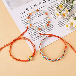 Набор браслетов с плетеным шнуром из вощеной полиэфирной нити&nbsp;BJEW-SW00032-04