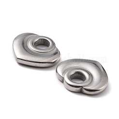 変色しない304ステンレススチールチャーム  ハート  ステンレス鋼色  13.5x15x2.5mm  穴：4mm&nbsp;STAS-B024-97P-02