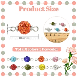 24 шт. 8-цветные круглые подвески-коннекторы из полимерной глины со стразами. С железной фурнитурой.&nbsp;PALLOY-YW00150