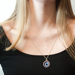 2шт 2 цвета синий пластик сглаз с хрустальными стразами подвеска ожерелье комплект NJEW-AN0001-25