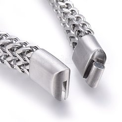 変色しにくい304ステンレススチールメッシュブレスレット  ブラシをかけられたマグネットクラスプを使って  ステンレス鋼色  8-5/8インチ（22cm）  12x6mm&nbsp;BJEW-L631-31P