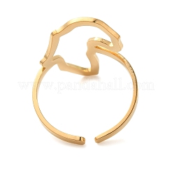 Полые кольца-манжеты из нержавеющей стали 304 с изображением карты Африки для женщин&nbsp;RJEW-N048-03G