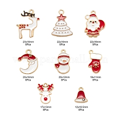 64 pièces 8 style or clair thème de noël alliage pendentifs en émail&nbsp;ENAM-LS0001-56