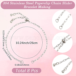 8 Stück 2.5 mm 304 Edelstahl Büroklammer Kette Schieber Armbandherstellung&nbsp;STAS-SC0021-11