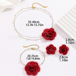 Ожерелья с подвесками из розовой ткани и пластикового жемчуга FS-WG74528-01