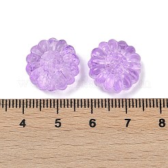 透明ガラスビーズ  花  焼き付け塗料  ミディアム蘭  16x15.5x7.5mm  穴：1.2mm&nbsp;LS-DGLA-E004-05B