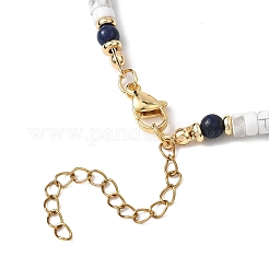 Ожерелья из круглых бусин хейши из натурального лазурита и натурального хаулита NJEW-JN05662