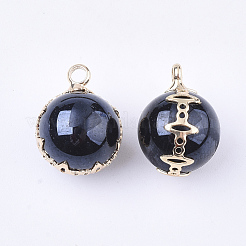 クリアガラスペンダント  真鍮パーツ  ラウンド  ライトゴールド  ミックスカラー  17x13x12.5mm  穴：2mm&nbsp;X-GLAA-T007-04-M