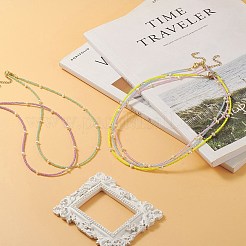 女性用ガラスシードビーズと天然養殖淡水パールビーズネックレス  ステンレス製のパーツと  ミックスカラー  18.43インチ（46.8cm）  1.5~4.5mm&nbsp;NJEW-JN04210