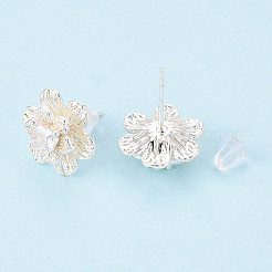 Серьги-гвоздики с прозрачным паве из латуни с кубическим цирконием KK-T077-19S