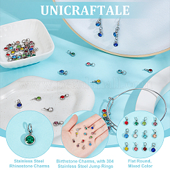 48 шт. 12 цвета 201 нержавеющая сталь стразы подвески PALLOY-UN00003