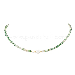 Ожерелья из натуральных ракушек в форме сердца и граненых бусин-ронделей из стекла с покрытием цвета AB.&nbsp;NJEW-JN05863