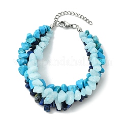 Mehrreihige Armbänder aus natürlichen und synthetischen Edelsteinsplittern für Damen&nbsp;BJEW-JB13986-02