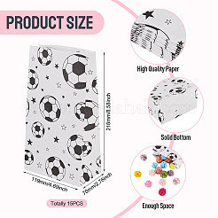 サッカー柄紙製ベーカリーバッグ15枚  食品グレードの食品  キャンディーバッグ  長方形  ホワイト  119x70x218mm&nbsp;ABAG-TA0002-32B