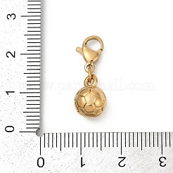 304ステンレススチールペンダント装飾  イオンプレーティング（ip）  18KGP本金メッキ  カニカン付き  サッカー  22mm&nbsp;STAS-D305-01G-B