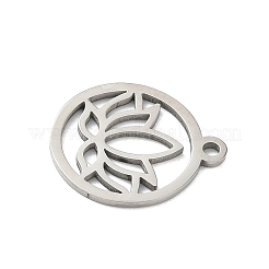 ステンレスペンダント201個  蓮のフラットラウンド  ステンレス鋼色  17x15x1mm  穴：1.5mm&nbsp;LS-STAS-I359-04P