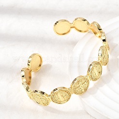 Bracelets manchettes ouvertes en laiton à caractère religieux&nbsp;BJEW-K296-02A-G