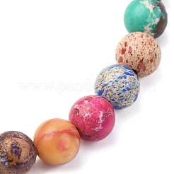 Браслеты из натуральной императорской яшмы с круглыми бусинами для мужчин и женщин BJEW-JB12570-01