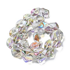 Нити прозрачных стеклянных бусин с гальваническим покрытием в форме полурадуги&nbsp;EGLA-E060-01A-HR02