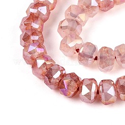 Colliers de perles en verre électroplaqué anti-ternissement imitation jade&nbsp;EGLA-T029-6mm-13G