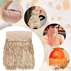 Лента из полиэстера с бахромой и бахромой из ПВХ с пайетками и блестками&nbsp;DIY-WH0308-297B